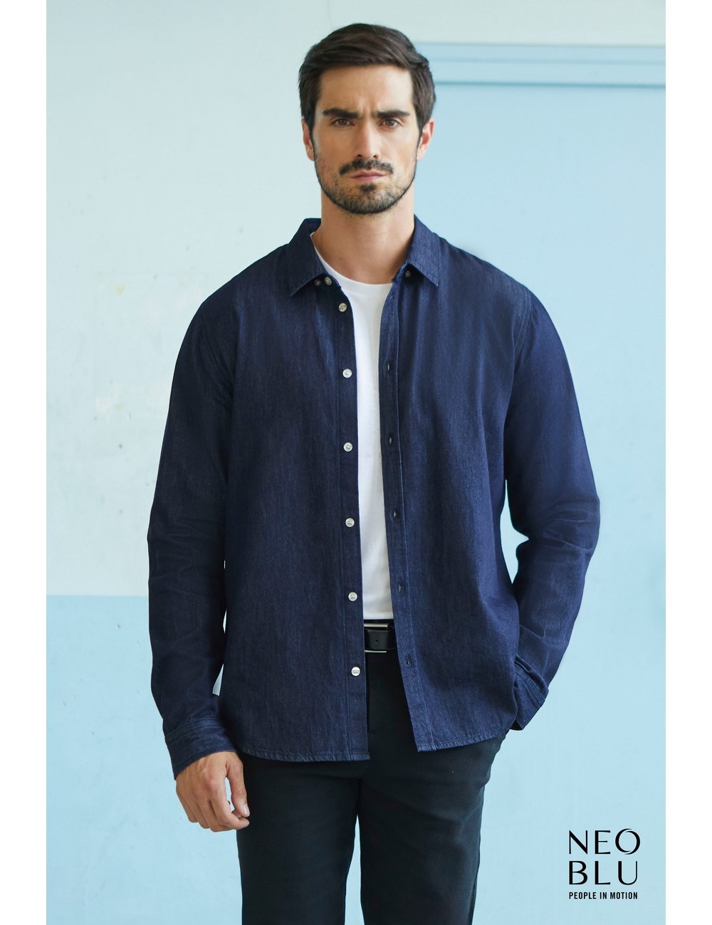 bennet-men-04796 Bennett Men - 04796 Ανδρικό μακρυμάνικο πουκάμισο σε Denim - Image 1